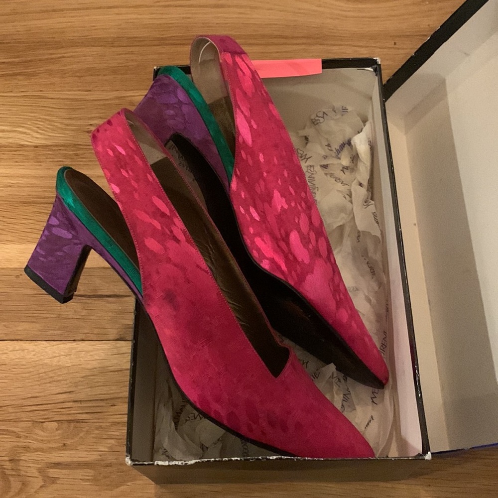 YSL Thierry Fuxia Damask slingback shoe - Picture 6 of 8